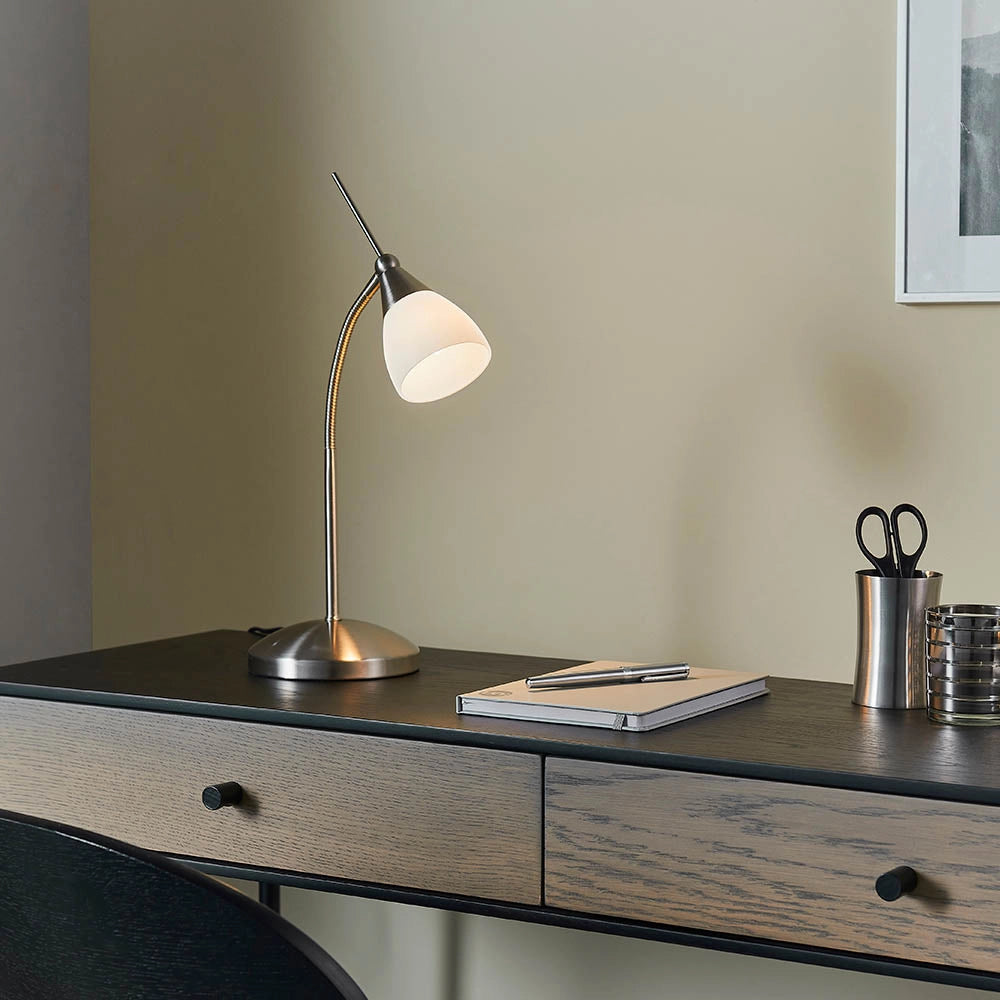 Lampada da scrivania industriale touch cromo satinato Endon