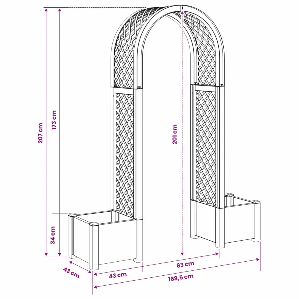 Arco di Rose con Vaso Grigio 168,5 x 43 x 207 cm PP 42041735