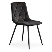 Sedia in velluto trapuntata MILO Nero gambe nere