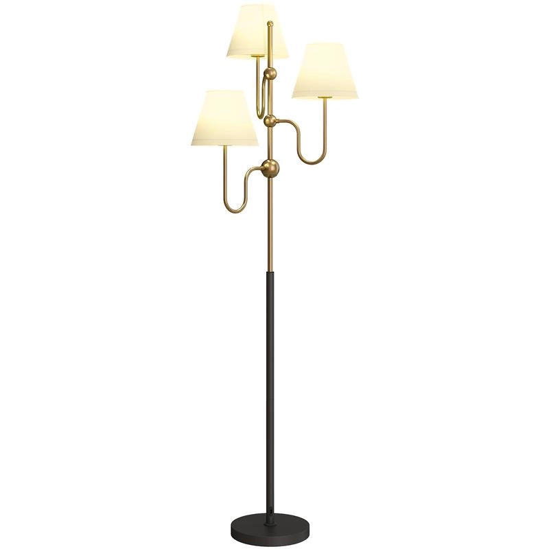 LAMPADA DA TERRA ALTA 165 CM CON 3 PUNTI LUCE E INTERRUTTORE A PEDALE, ATTACCO E27 MAX 40W, ORO