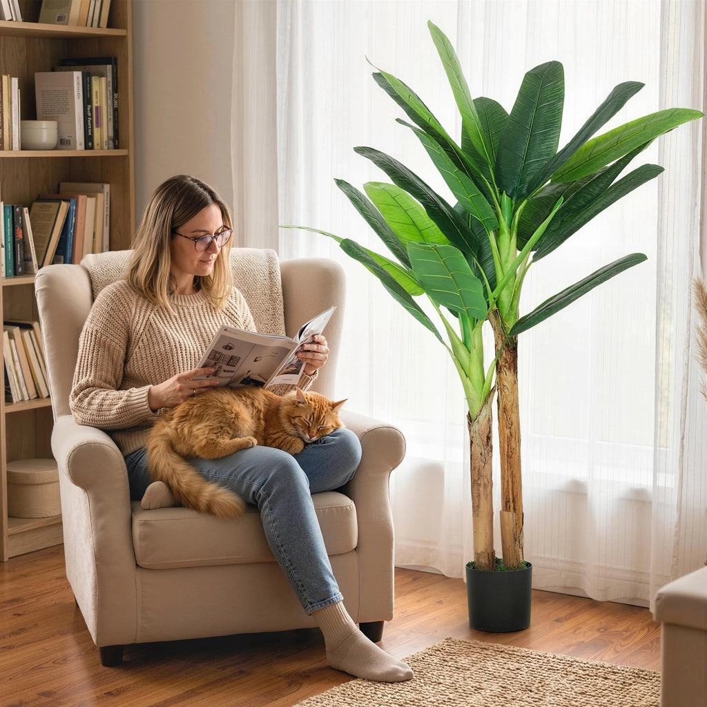 Pianta Artificiale Banano 150 cm ¨C Xylo ¨C Verde con Vaso e 2 Tronchi