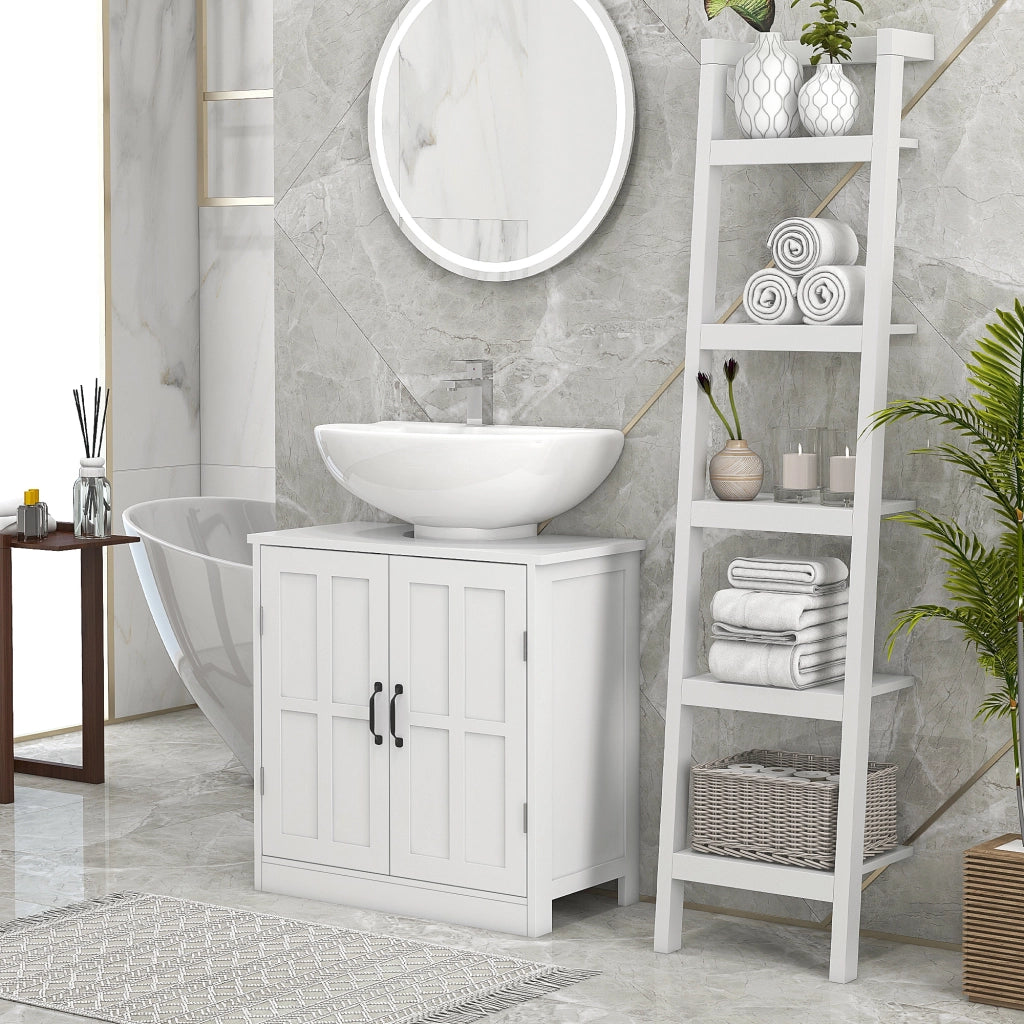 Mobile Sottolavabo con 2 Ante e Scaffale Regolabile ¨C Minimal ¨C Bianco