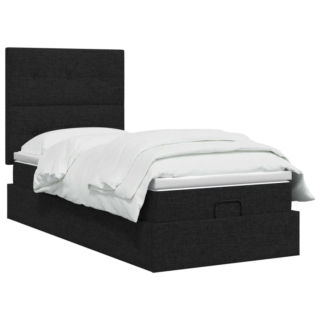 Letto Ottomano con Materasso e LED Nero 90 x 200 cm Tessuto 3458043