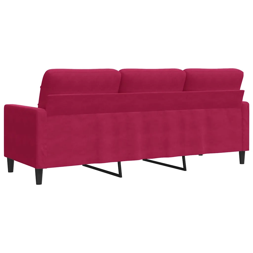 Divano a 3 Posti Rosso Vino 180 cm in Velluto 4007638