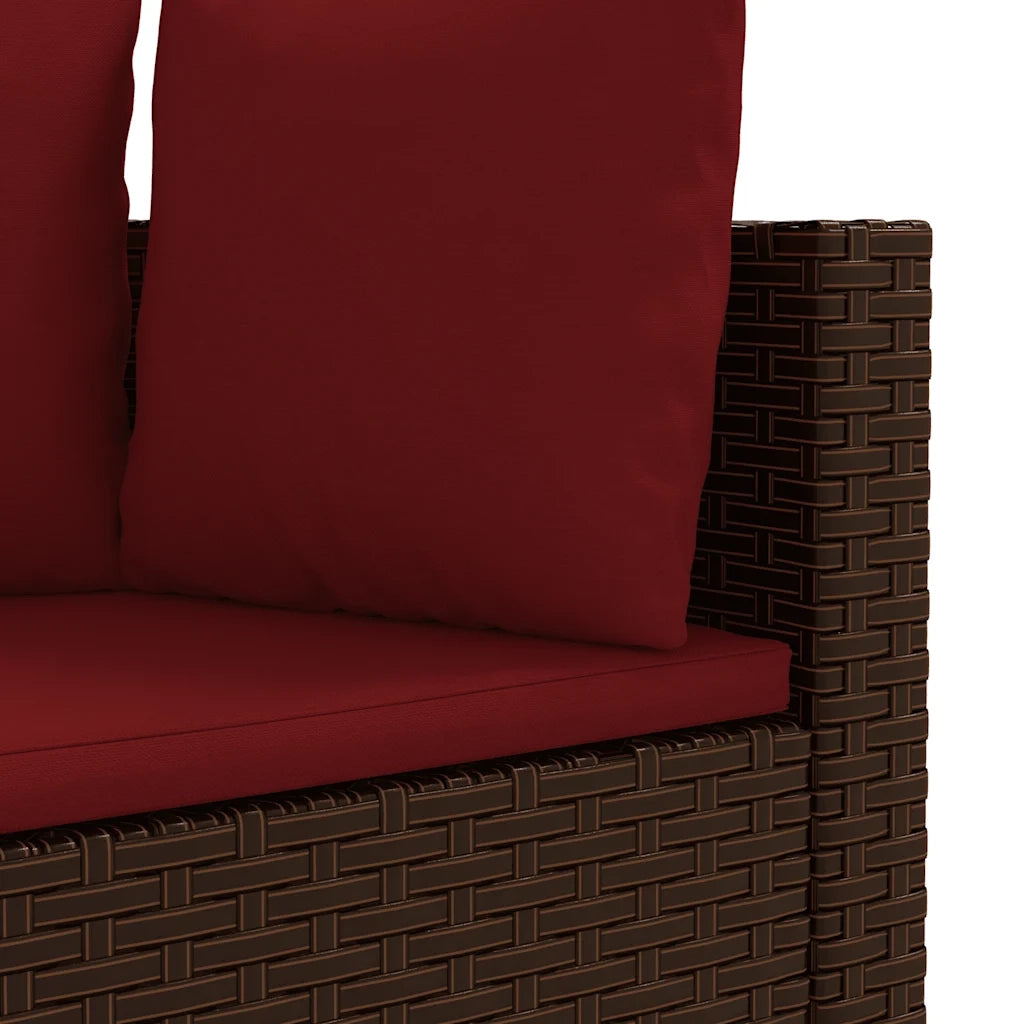 Set Divani da Giardino 8 pz con Cuscini Marrone in Polyrattan