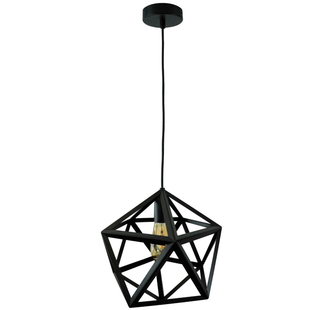 Lampada a sospensione nera geometrica E27 Ø35 Polux