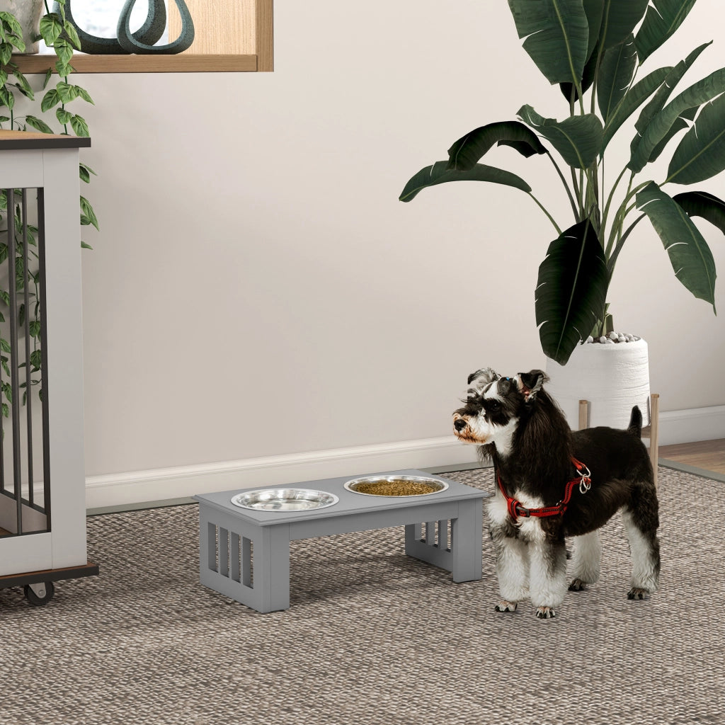 Stazione Cibo per Cane ¨C Minimal ¨C Grigio 44x24x15cm