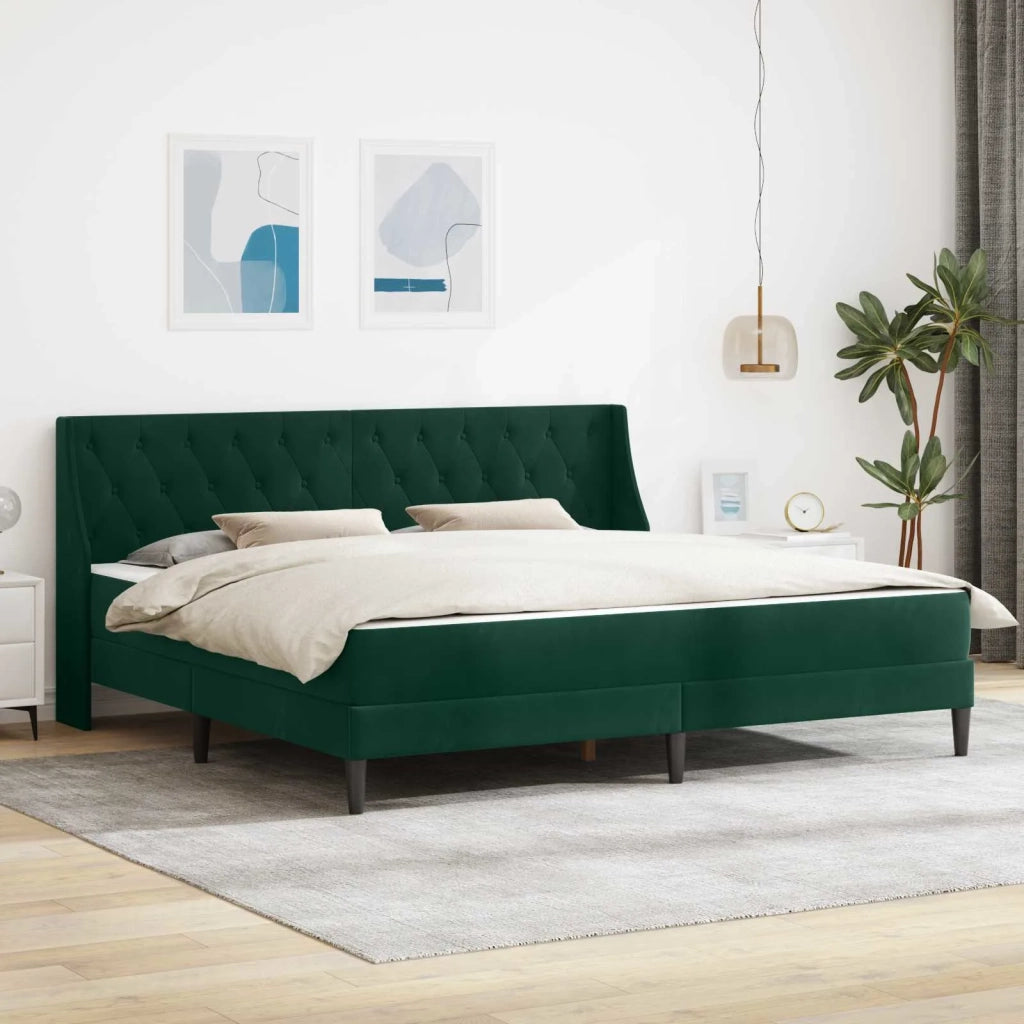 Struttura letto con materasso Verde Scuro 200 x 200 cm Velluto 3414821
