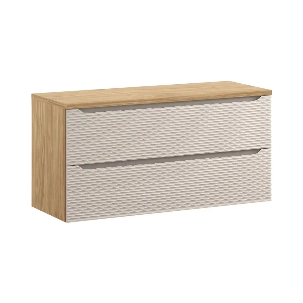 Set da bagno YOKA beige: mobile sottolavabo 120 cm + piano lavabo