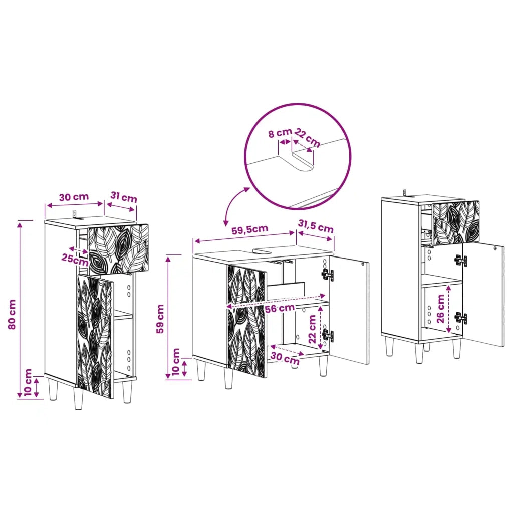 Set di Armadi da Bagno da 2 Pezzi DELFT Bianco Lucido 3418030