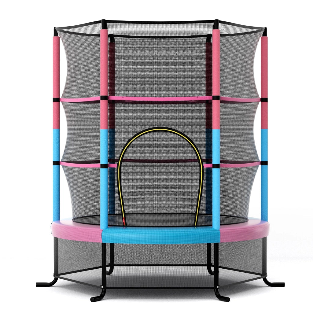 Trampolino da giardino 165 x 165 x 161 cm completo di dispositivi di sicurezza supporti a molla gambe curve in PVC rosa 20_0014499