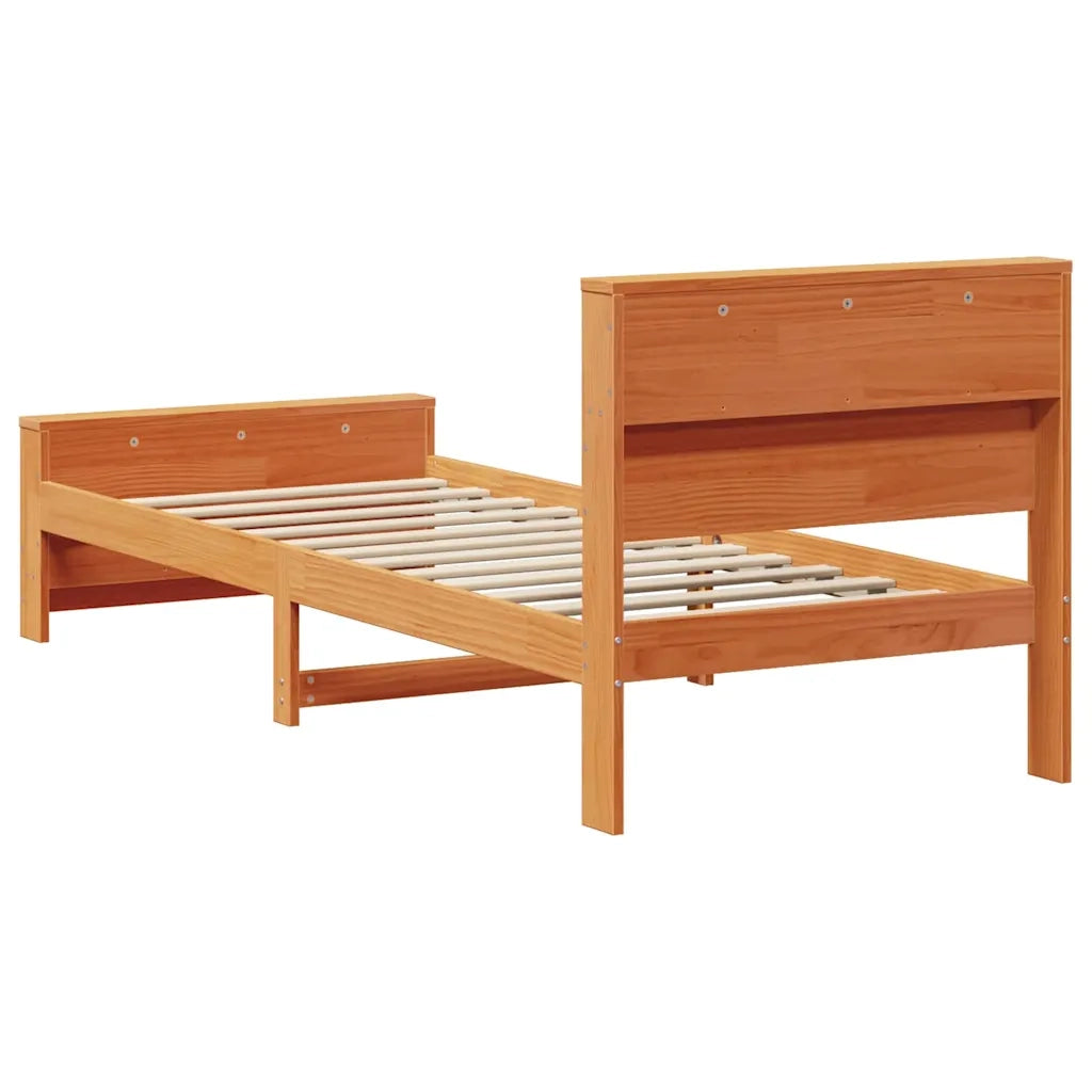 Letto singolo | Letto per adulti | Struttura del letto con testiera Marrone cerato 90 x 200 cm
