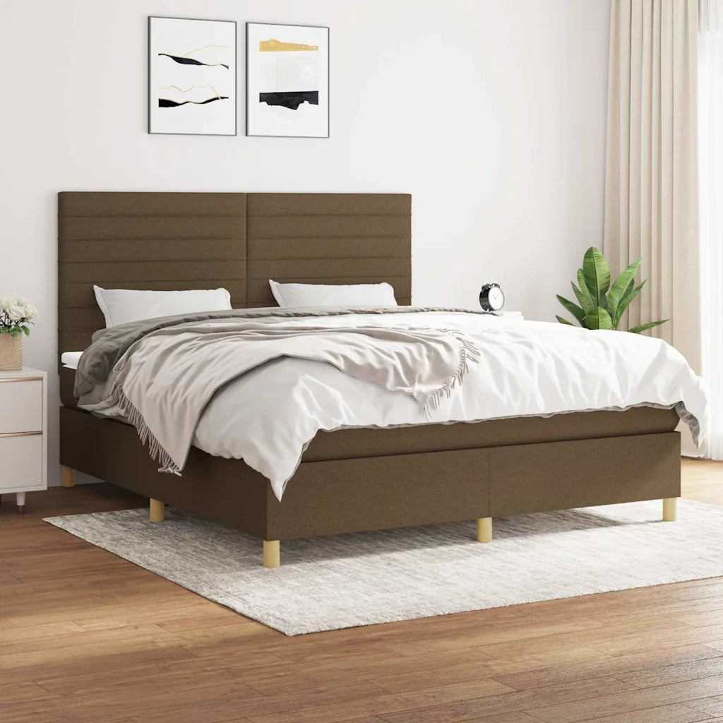 Giroletto a Molle con Materasso Marrone Scuro 180x200cm Tessuto 3142436