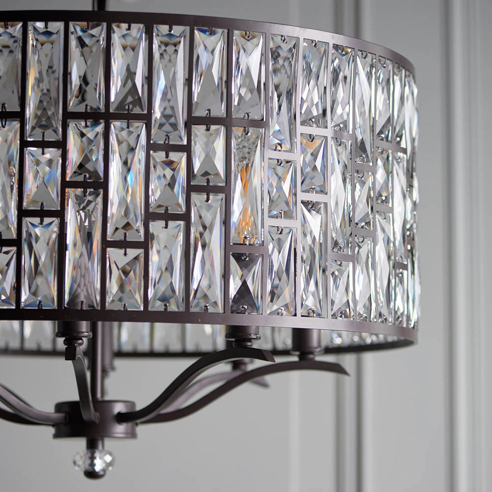 Lampadario Belle cristallo K5 bronzo scuro 8xE14 Endon