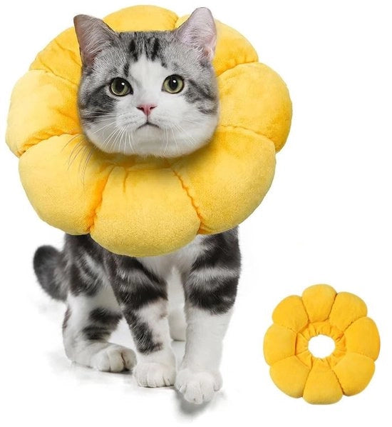 Cinturone per gola adattabile per cani - Collare per cani - Protezione per gola per cuccioli - Recupero dopo intervento chirurgico - 1 pezzo - Disegno zinnia - Cinturone per gola con kegel