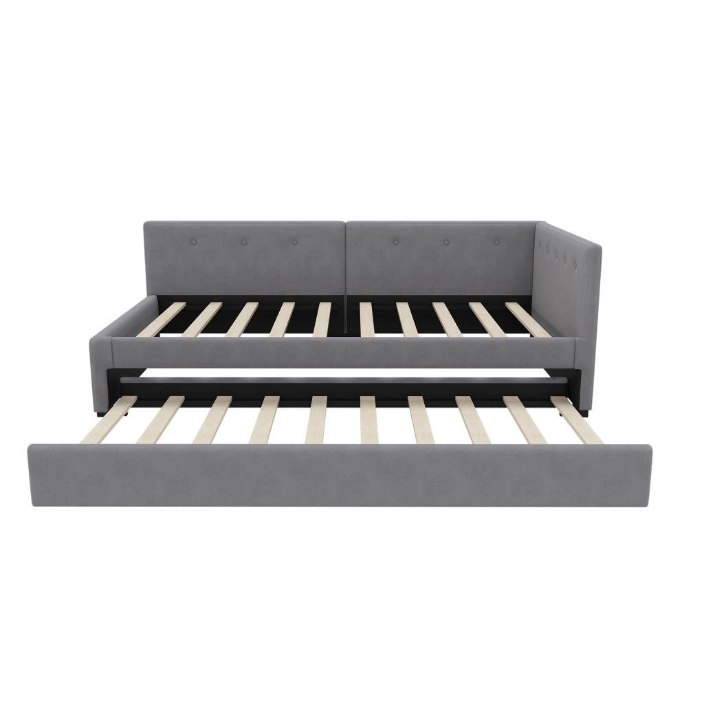 Letto singolo con roll-out in velluto 90x200 cm