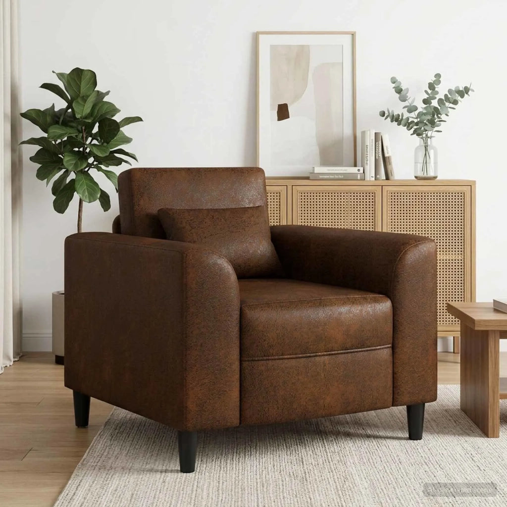 Poltrona Marrone Pelle Scamosciata Sintetica 42042475