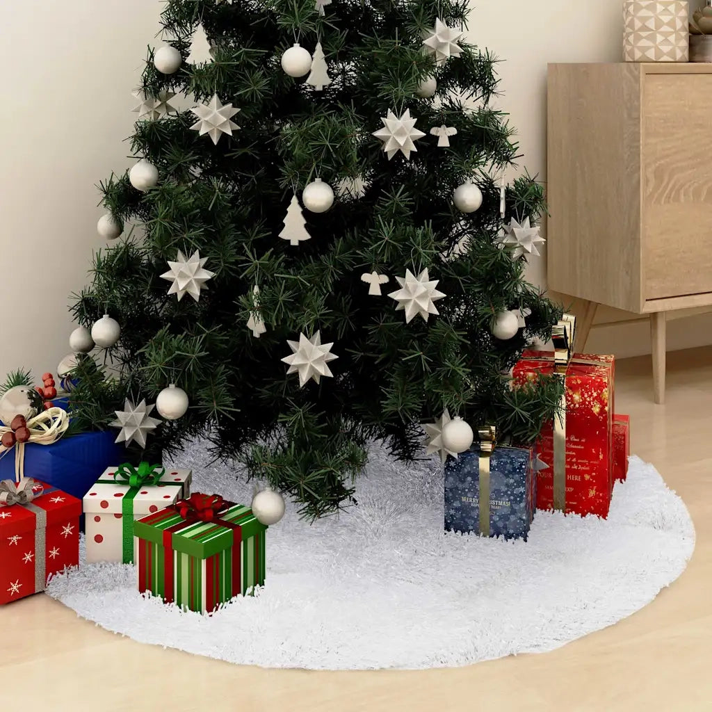 Gonna per albero di Natale bianca 150 cm in pelliccia sintetica CFW5848413