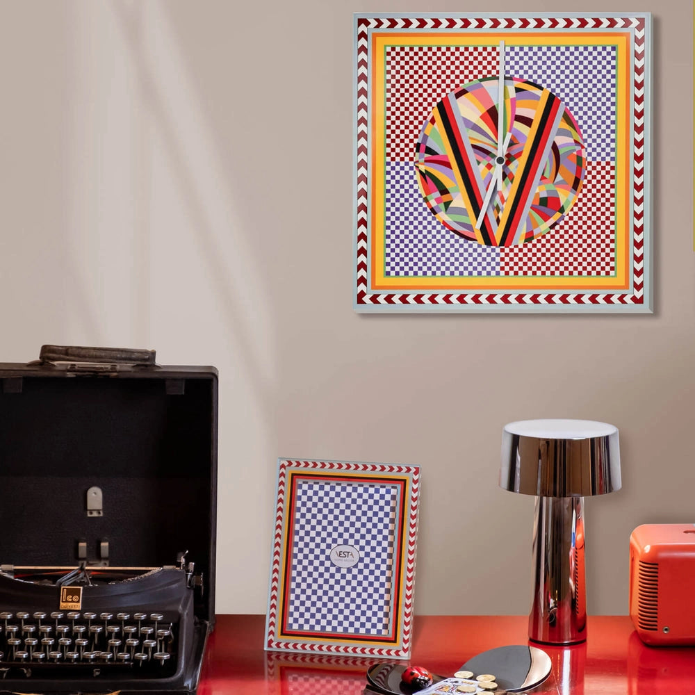 OROLOGIO GRANDE 50X50 DECOR IN CRISTALLO ACRILICO DECORATO DISEGNO RAINBOW