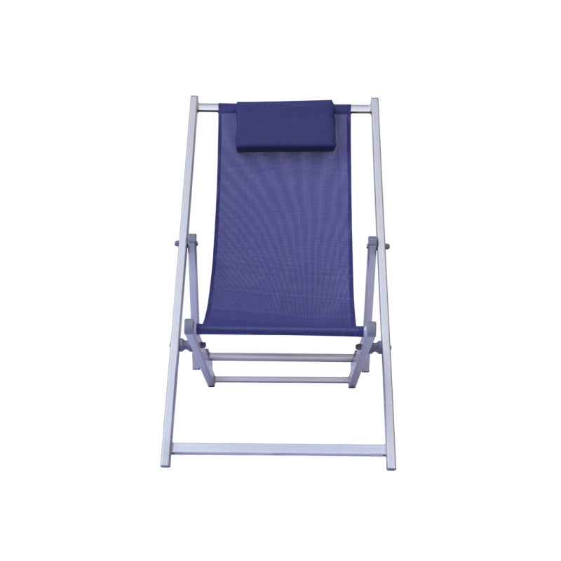 Set di 2 Sdraio Mare Professionale Alluminio E Textilene Blu Moia