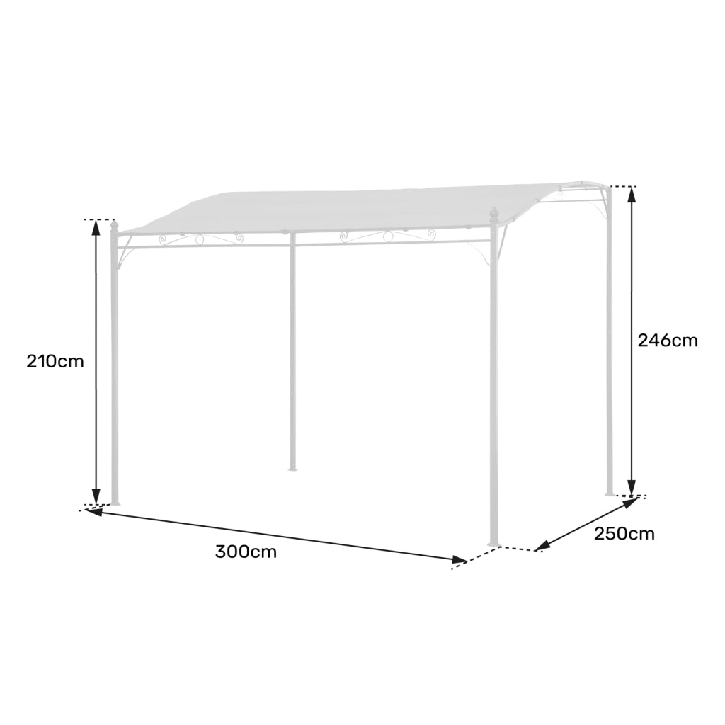 Pergola a muro 3 × 2,5 m grigio NICE