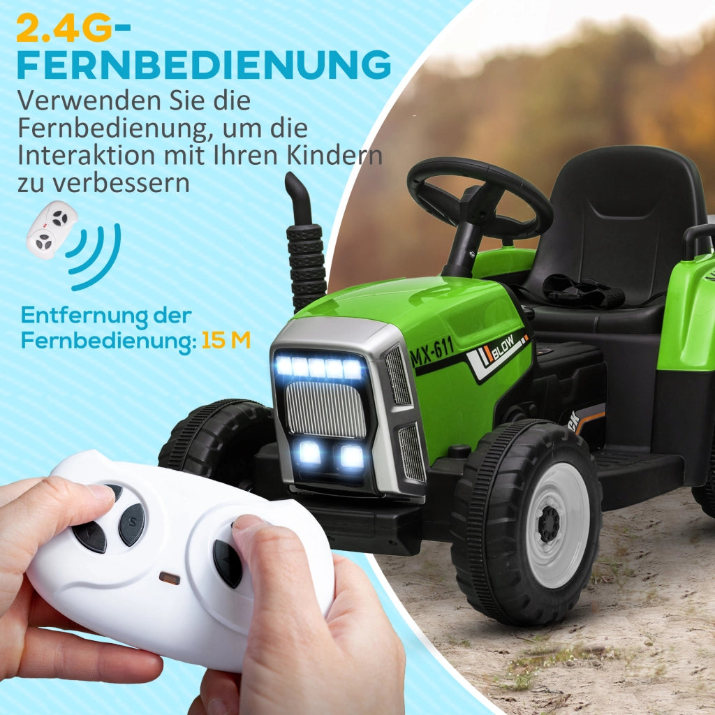 Trattore Elettrico per Bambini ¨C Xylo ¨C con Telecomando Genitori, Verde e Nero