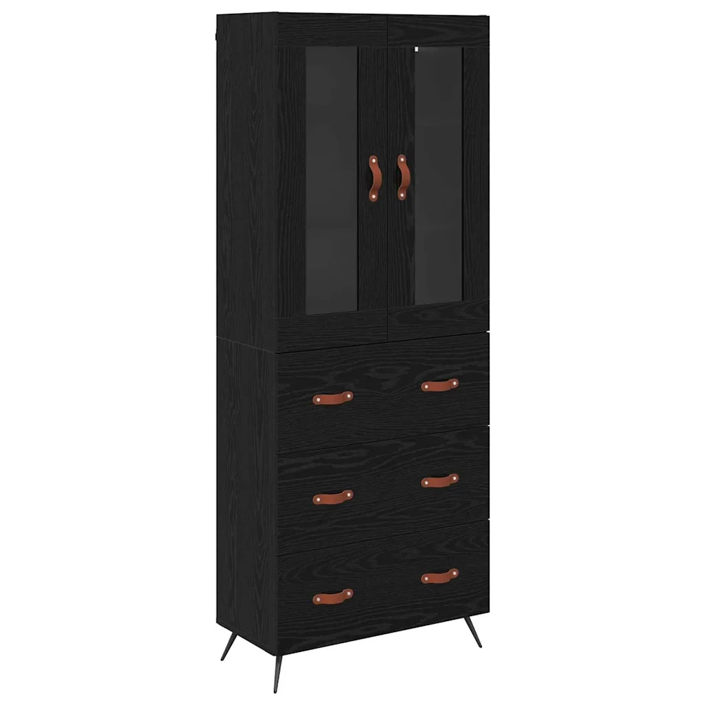 Armadietto alto con ripiano 2 pcs Rovere Nero Legno multistrato 3416071