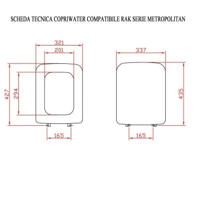 Copriwater Dedicato Rak Ceramiche serie Metropolitan Bianco