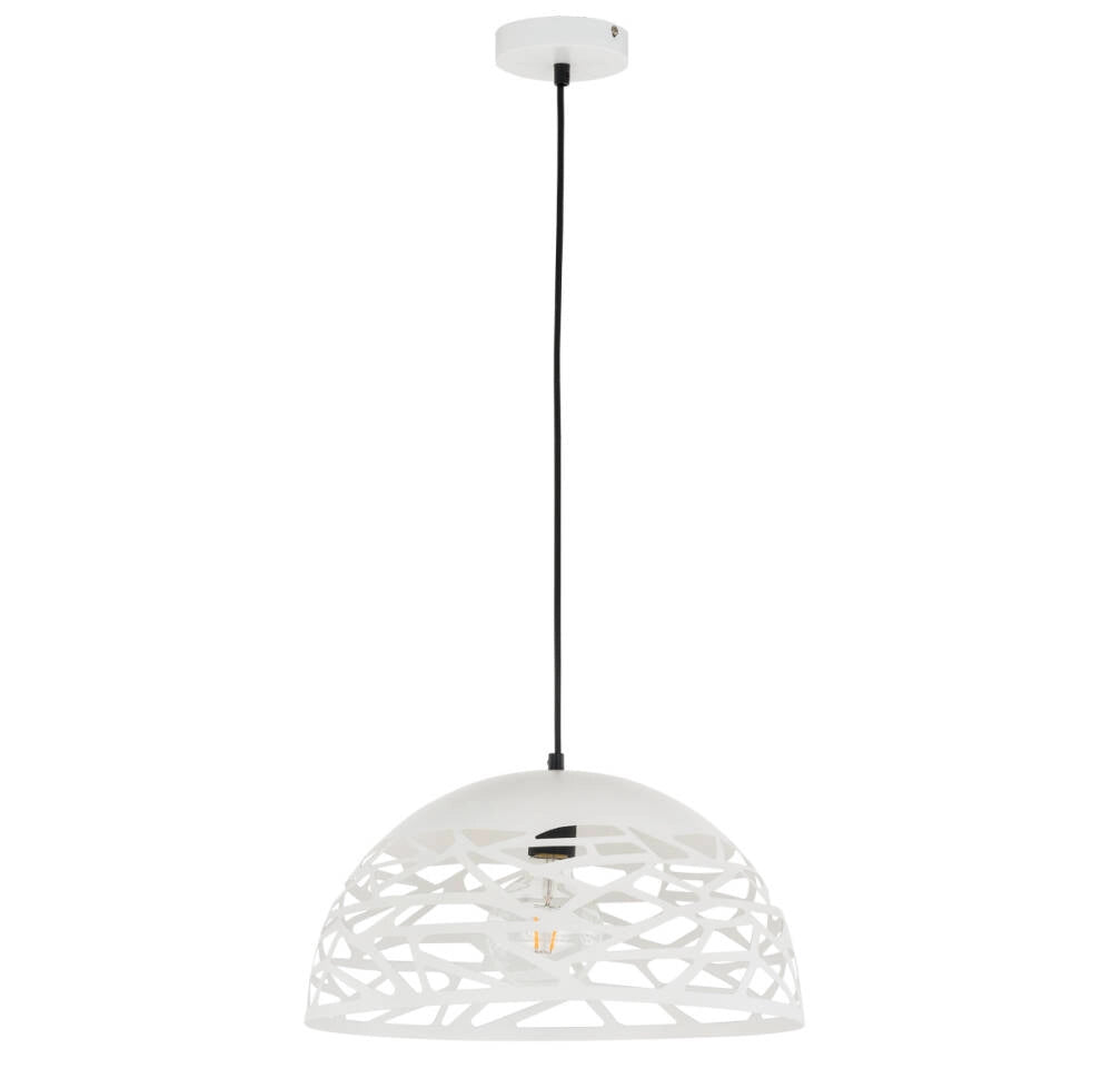 Lampada a sospensione traforata bianco/nera E27 Italux Armand