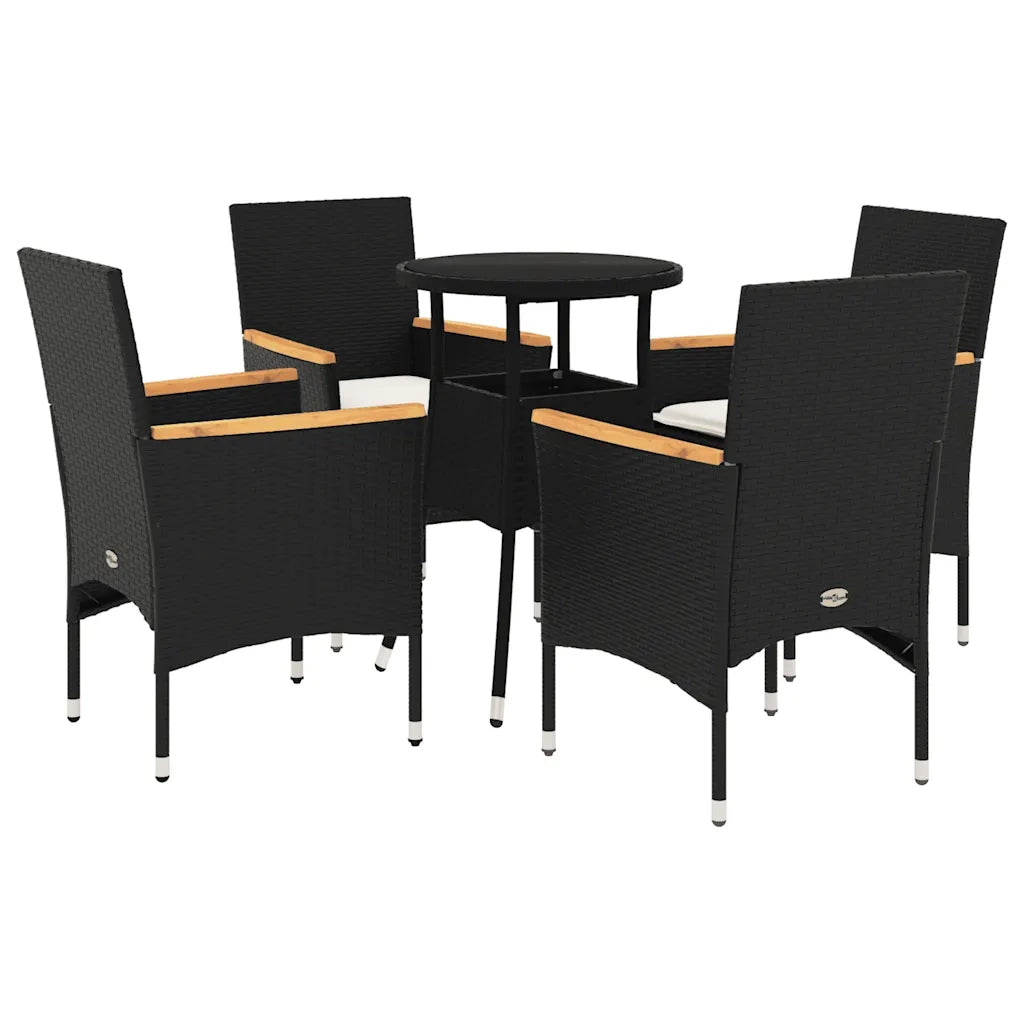 Set da Pranzo da Giardino con Cuscini 5 pz Polyrattan e Vetro 3278722