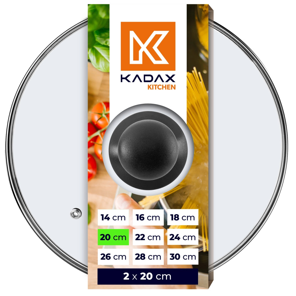 Set di 2 coperchi in vetro KADAX da 20 cm, resistenti al calore, per pentole e padelle.