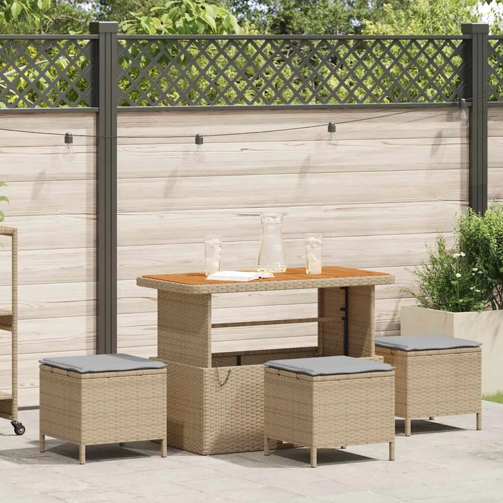 Set da Pranzo per Giardino Beige polyrattan 42007924