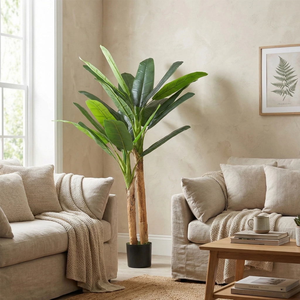 Pianta Artificiale Banano 150 cm ¨C Xylo ¨C Verde con Vaso e 2 Tronchi