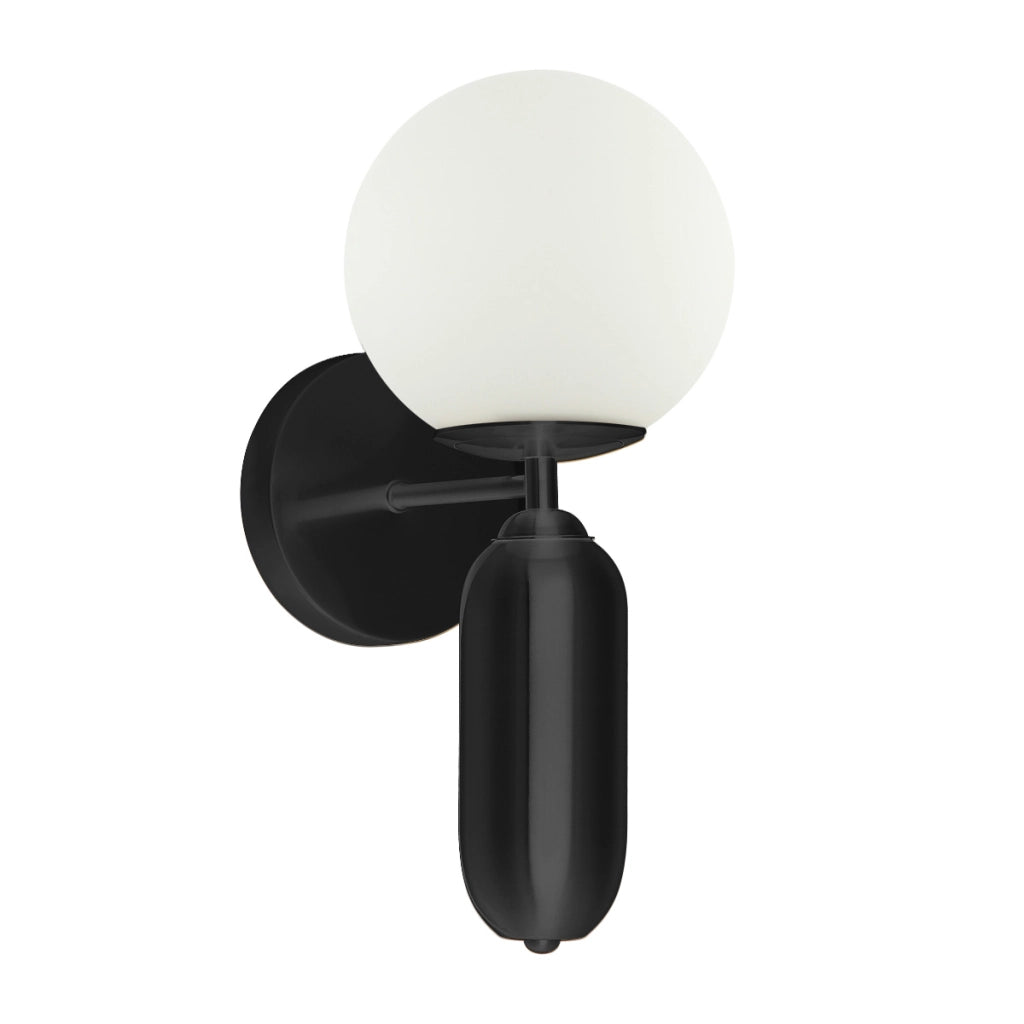 Applique minimalista nera sfera bianca E27 40W Aldeva Italux
