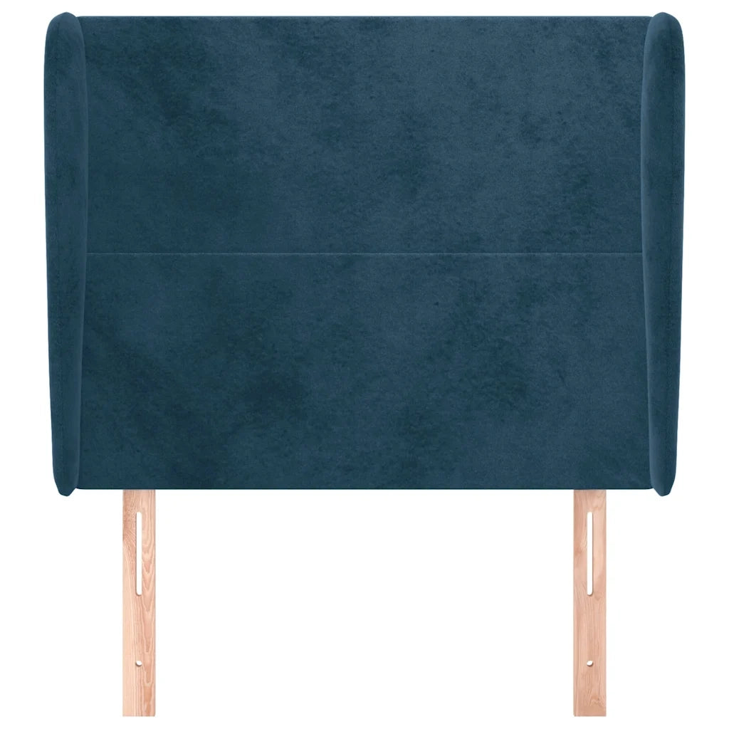 Testiera ad Orecchio-Testata con Orecchie Blu Scuro 83x23x118/128 cm in Velluto 900644