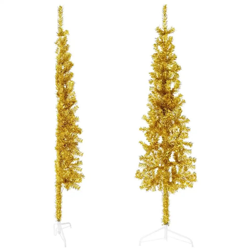 Albero Natale | Decorazioni natalizie Artificiale Sottile a Met¨¤ con Supporto Oro 150cm