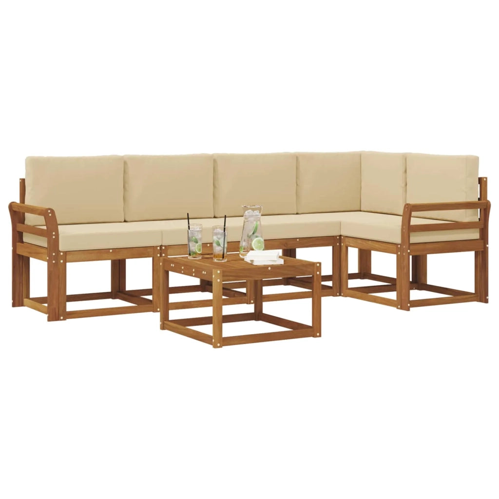Set di divani da esterno con cuscino 6 pcs Naturale e Beige 3366431