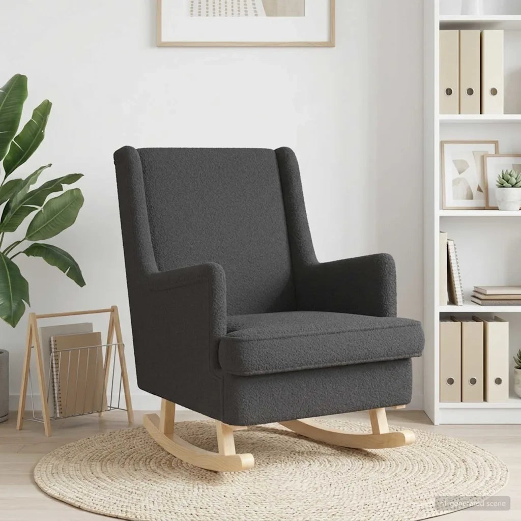 Sedia a dondolo Grigio Scuro 62 x 80 x 85 cm Bouclé 42029973