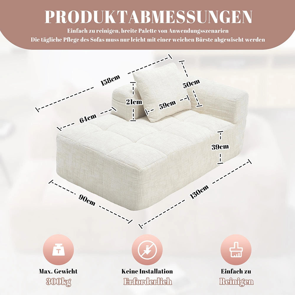 Chaise longue - Xylo - pronto uso con tasche laterali beige