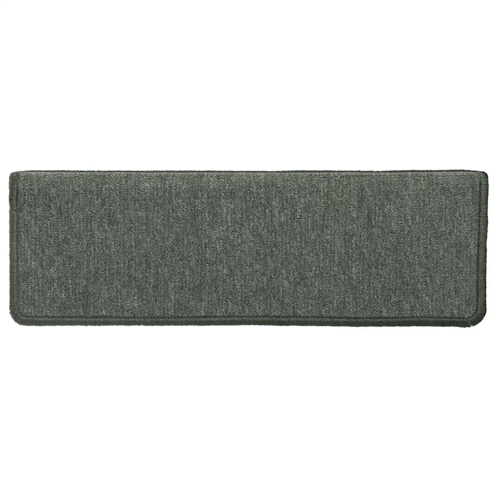 Tappetini per scale 15 pz 65x21x4 cm Verde scuro con bordo rettangolare 326193