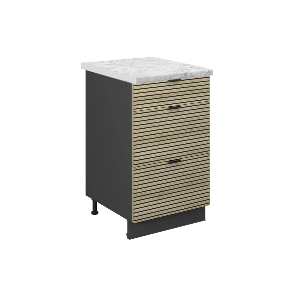 Mobiletto base per cucina Fame-Line Pannello in quercia/Antracite 50 cm, PL Marmo Vicco