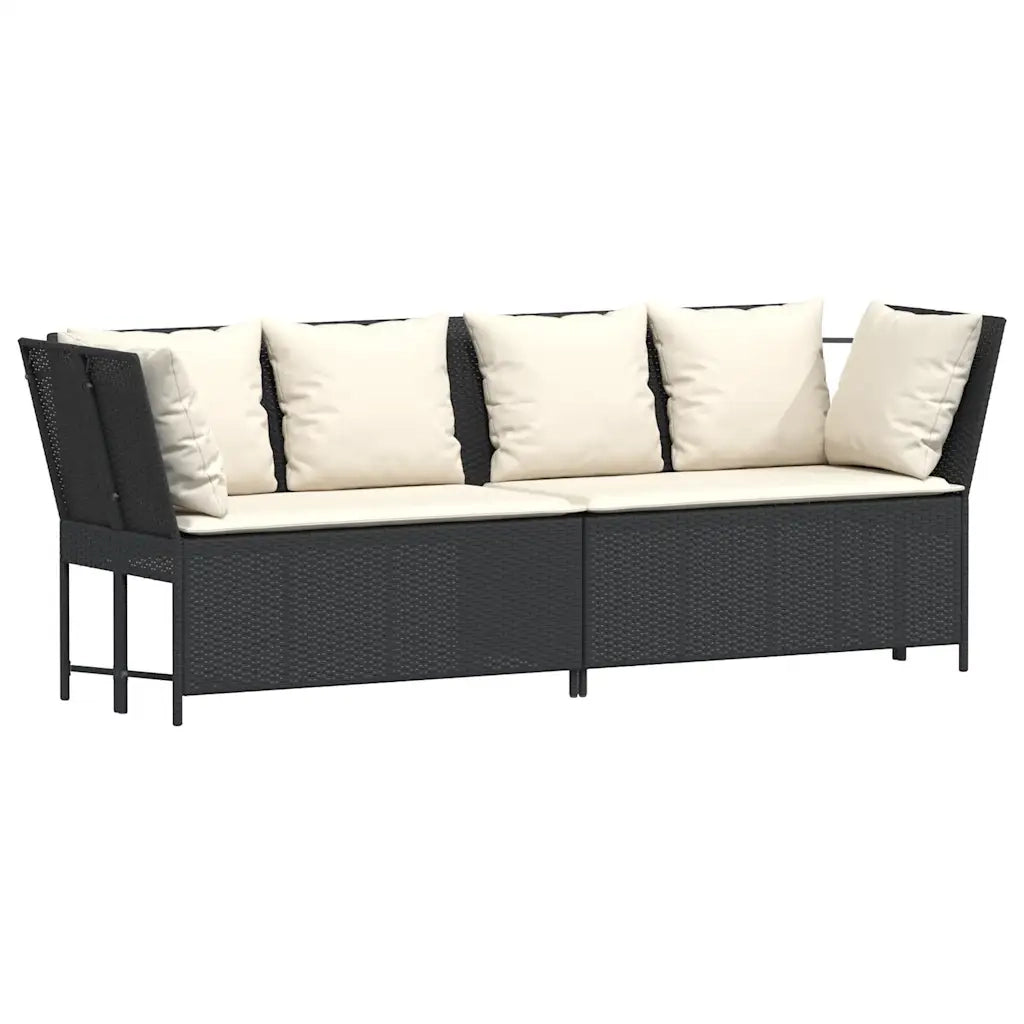 Divano da Giardino con Cuscini in Polyrattan Nero 3365328