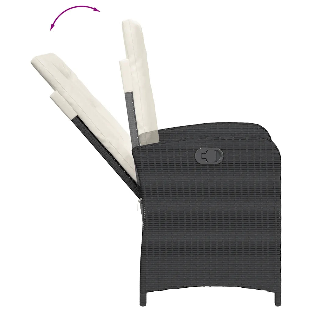 Set da Pranzo da Giardino 9 pz con Cuscini Nero in Polyrattan 3212228