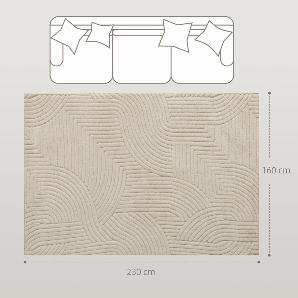 Tappeto Soggiorno Geometrico ¨C Xylo ¨C 230x160 cm Pelo Lungo Antiscivolo Crema