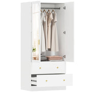 Armadio con Specchio e Appendiabiti ¨C Zephmum ¨C 80x50x180 cm Bianco