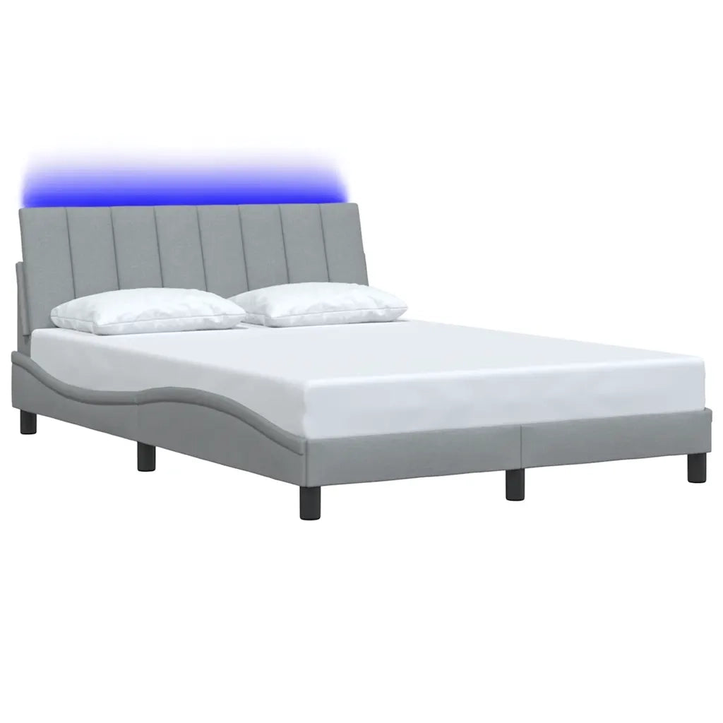 Letto matrimoniale | Letto per adulti | Giroletto senza Materasso Hanko Grigio Chiaro 140x190 cm Tessuto
