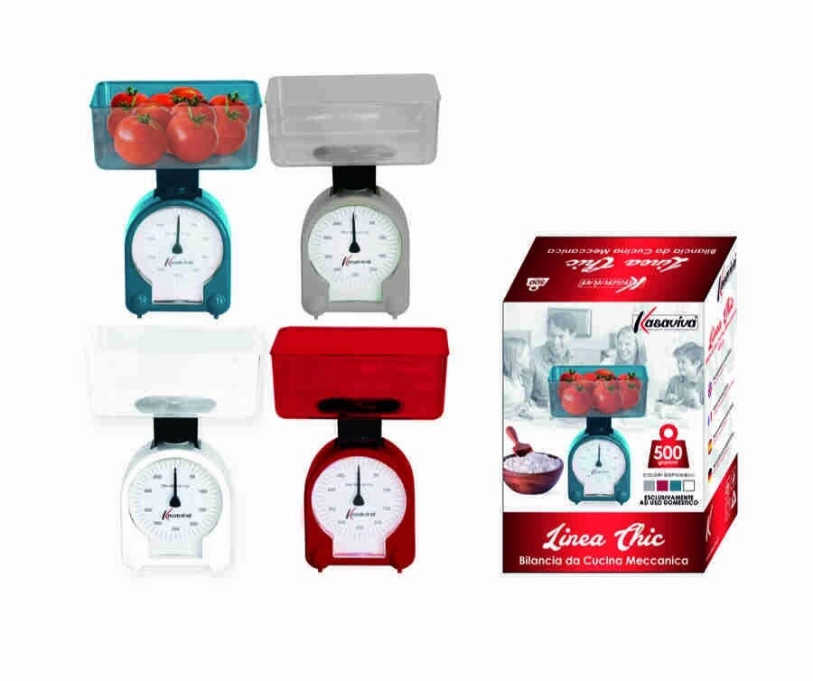 1 Pezzo Bilancia da Cucina Dieta Chic Max 500 Grammi 4 Colori