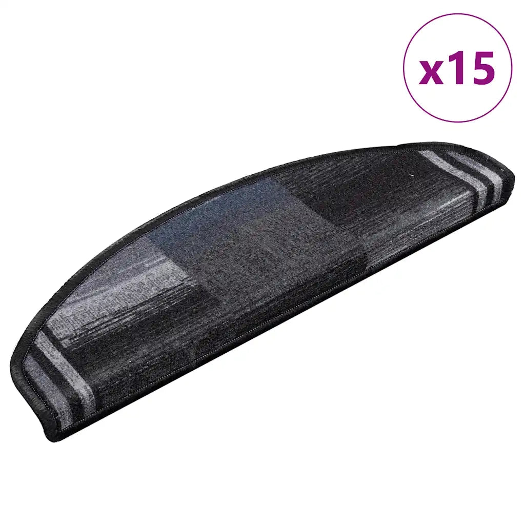 Tappetini Autoadesivi per Scale 15 pz | Gradini per Scale Nero e Grigio 65x21x4 cm