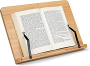 Supporto per libri, compatibile con iPad, 34 x 24 cm, supporto per libri, supporto per libri in bambù, supporto per libri standard, supporto per tablet, per cucina, ufficio, nero
