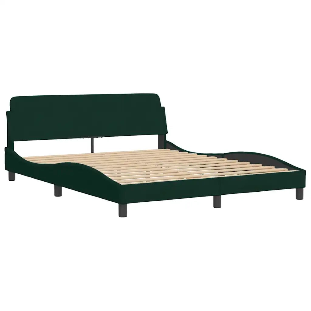 Letto con Materasso Verde Scuro 160x200 cm in Velluto 3208667